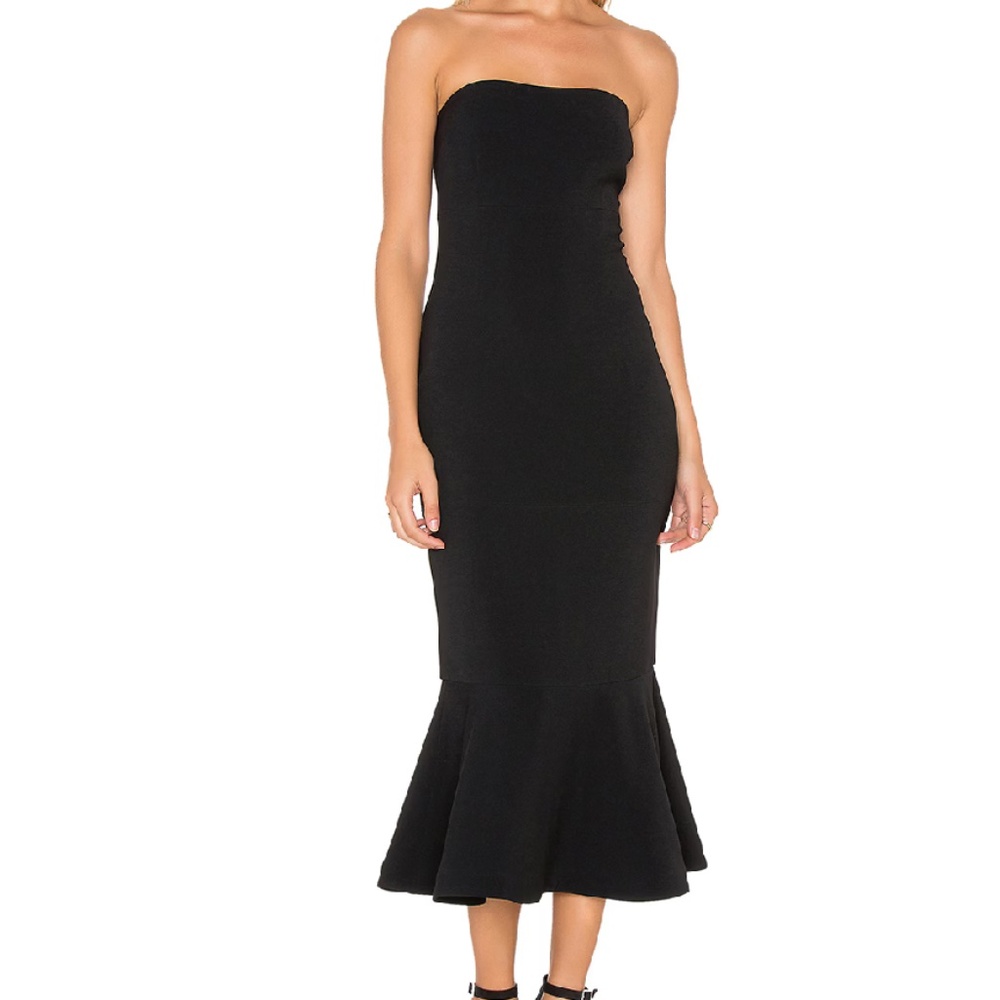 Cinq a Sept Luna Strapless Midi Dress - Black, size 8
